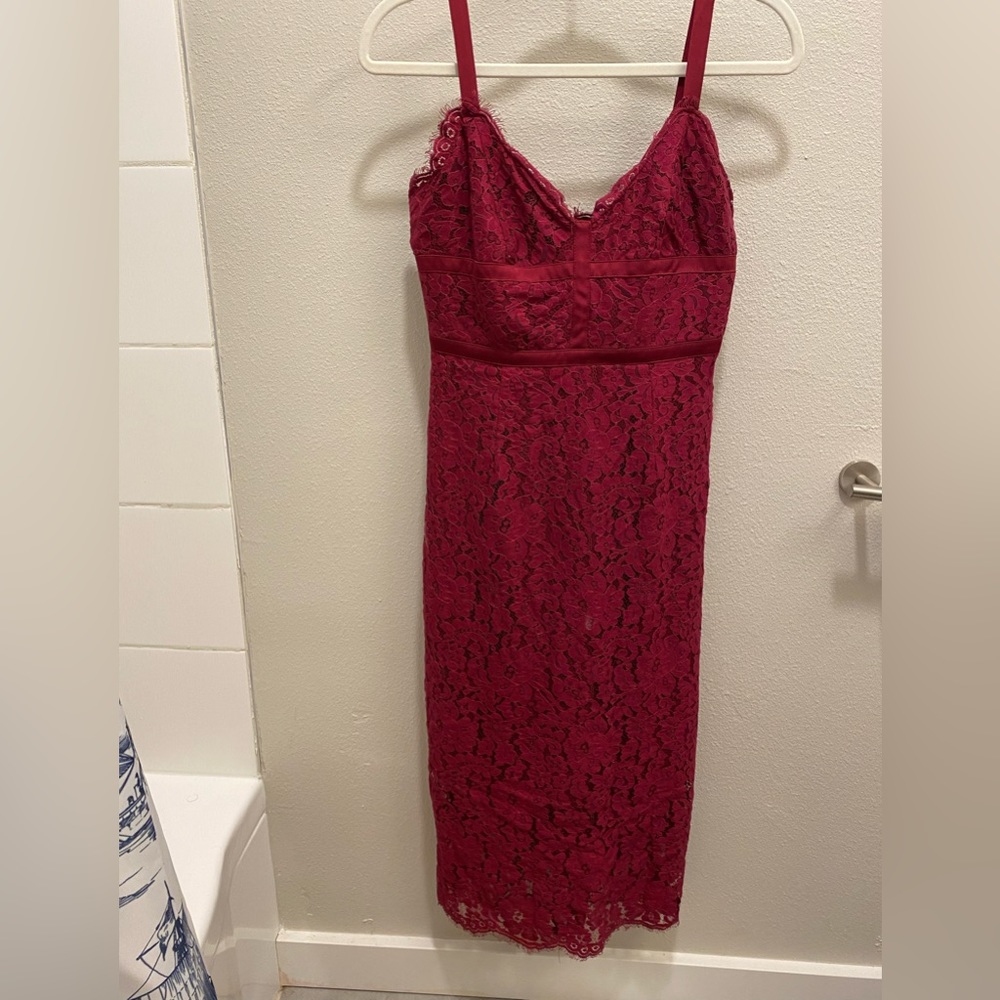 NWOT Saks Fifth Avenue Red Lace Dress, size M